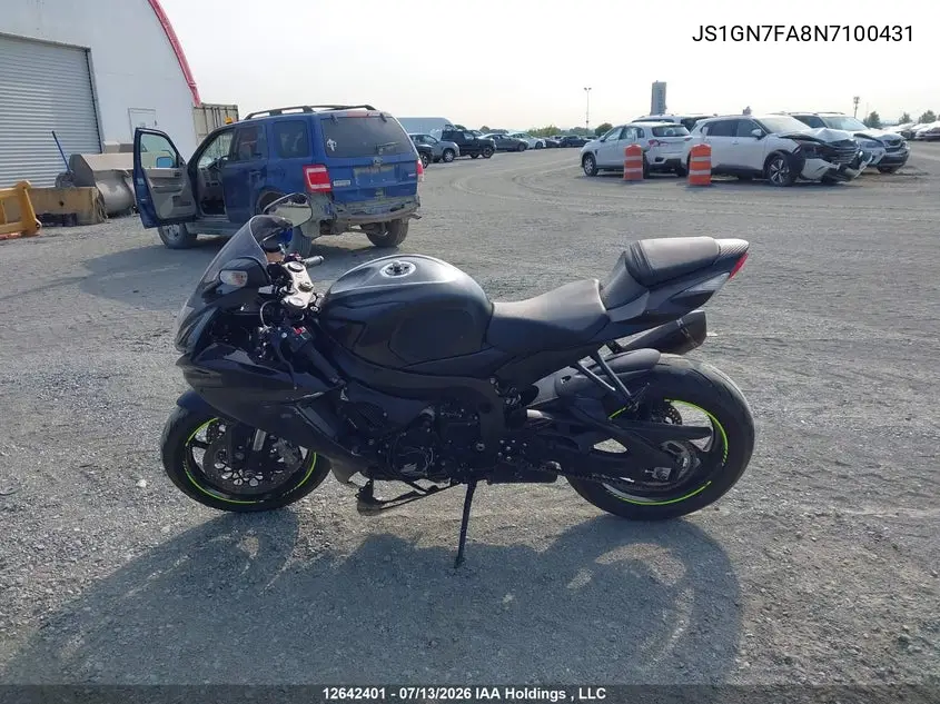 2022 Suzuki Gsx-R600 VIN: JS1GN7FA8N7100431 Lot: 12642401