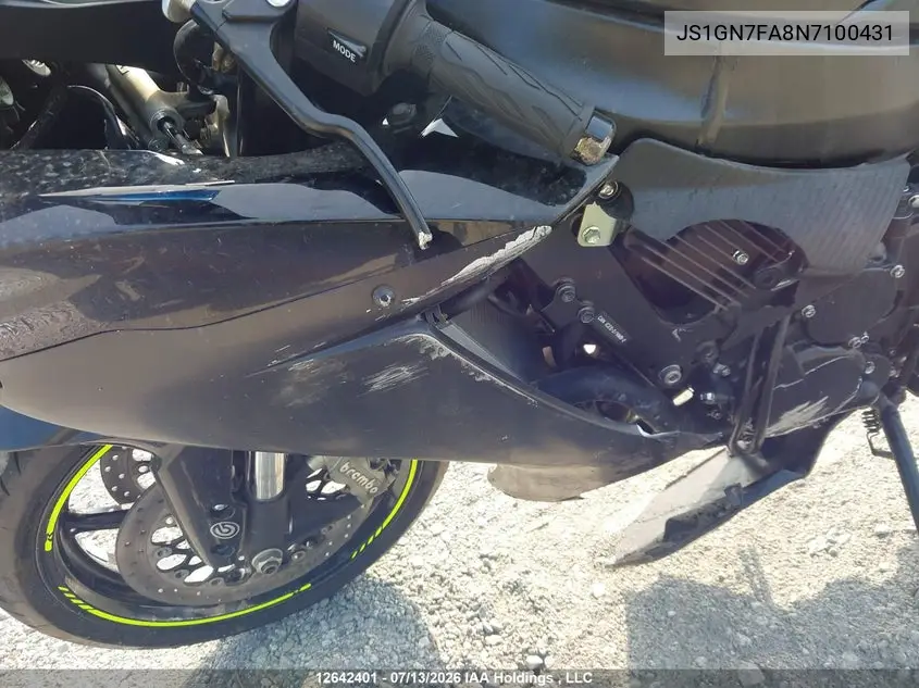 2022 Suzuki Gsx-R600 VIN: JS1GN7FA8N7100431 Lot: 12642401