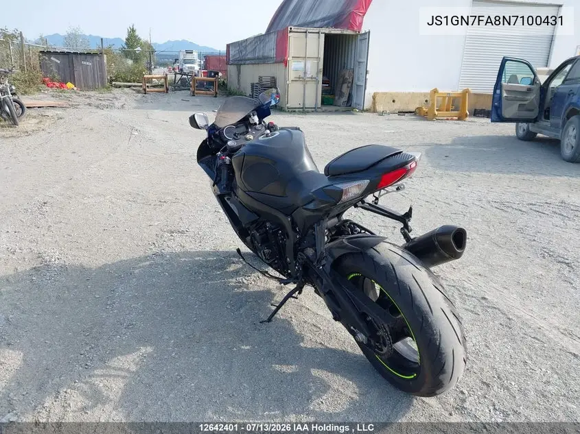 2022 Suzuki Gsx-R600 VIN: JS1GN7FA8N7100431 Lot: 12642401