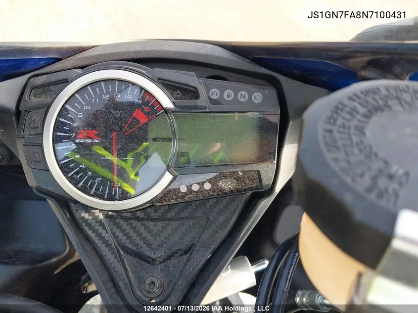 2022 Suzuki Gsx-R600 VIN: JS1GN7FA8N7100431 Lot: 12642401