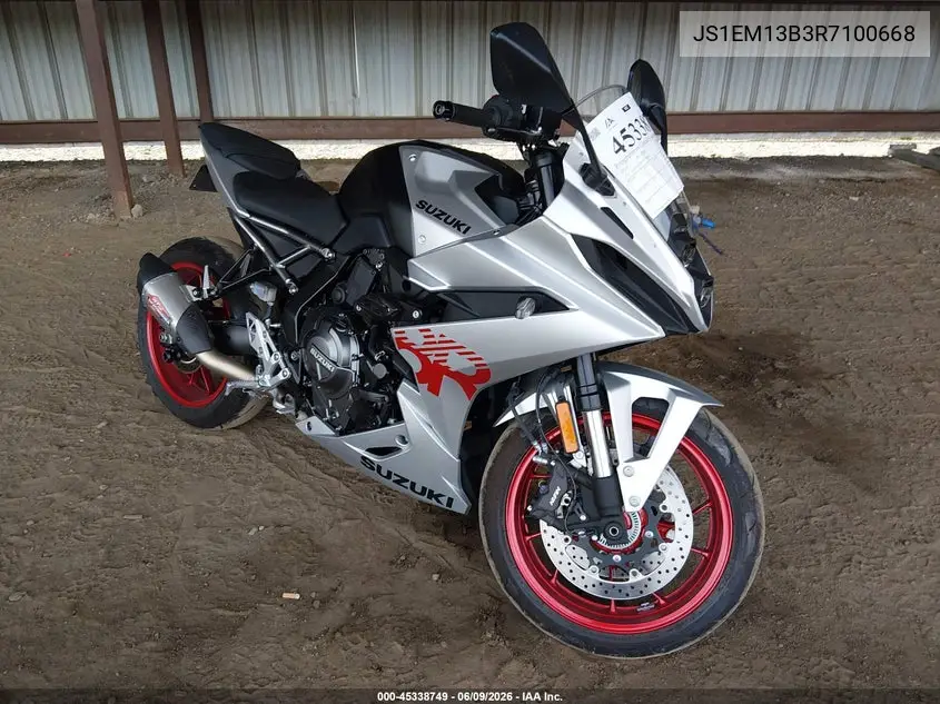 2024 Suzuki Gsx800 F VIN: JS1EM13B3R7100668 Lot: 45338749