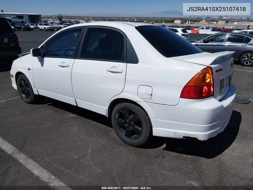 2002 Suzuki Aerio Gs/S VIN: JS2RA41SX25107418 Lot: 45222517