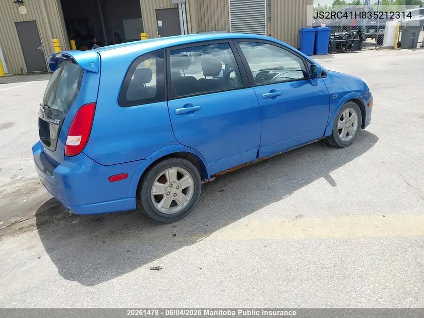 2003 Suzuki Aerio Sx VIN: JS2RC41H835212314 Lot: 20261478