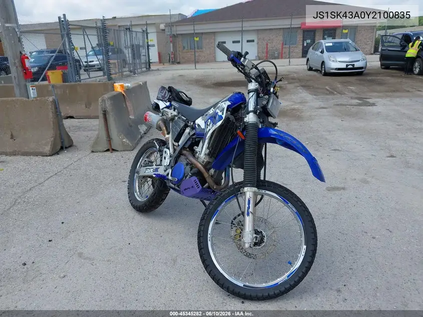 2000 Suzuki Dr-Z400 S VIN: JS1SK43A0Y2100835 Lot: 45345282