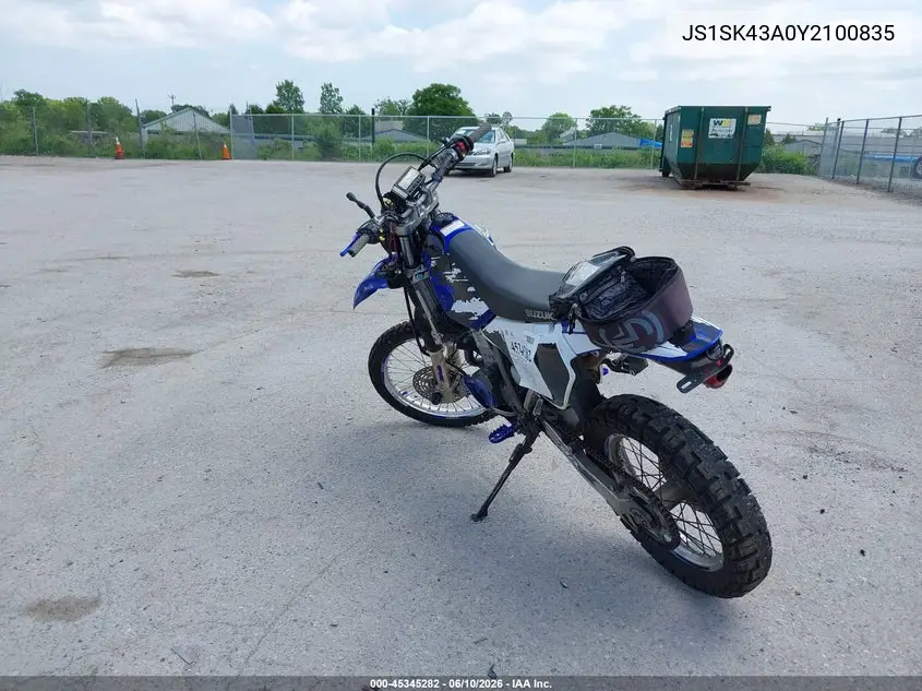 2000 Suzuki Dr-Z400 S VIN: JS1SK43A0Y2100835 Lot: 45345282