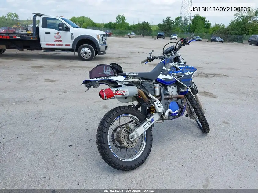 2000 Suzuki Dr-Z400 S VIN: JS1SK43A0Y2100835 Lot: 45345282