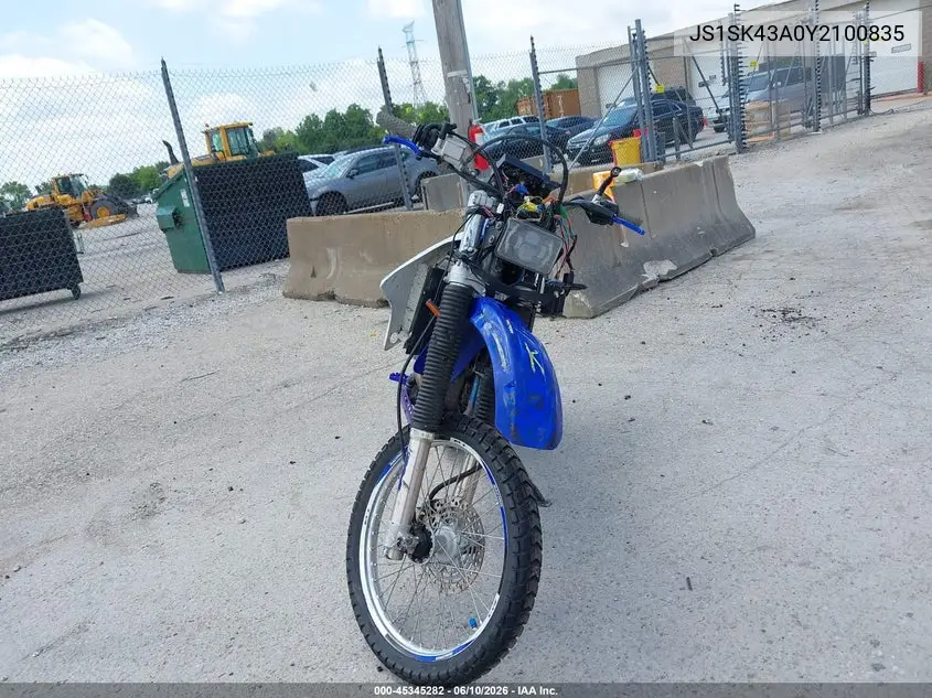 2000 Suzuki Dr-Z400 S VIN: JS1SK43A0Y2100835 Lot: 45345282