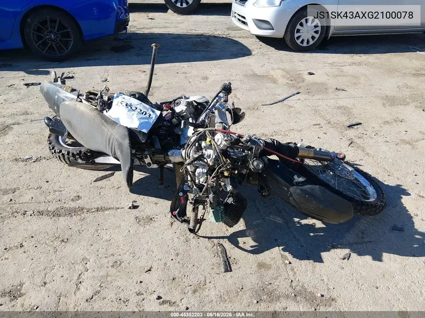 2016 Suzuki Dr-Z400 S VIN: JS1SK43AXG2100078 Lot: 45352203