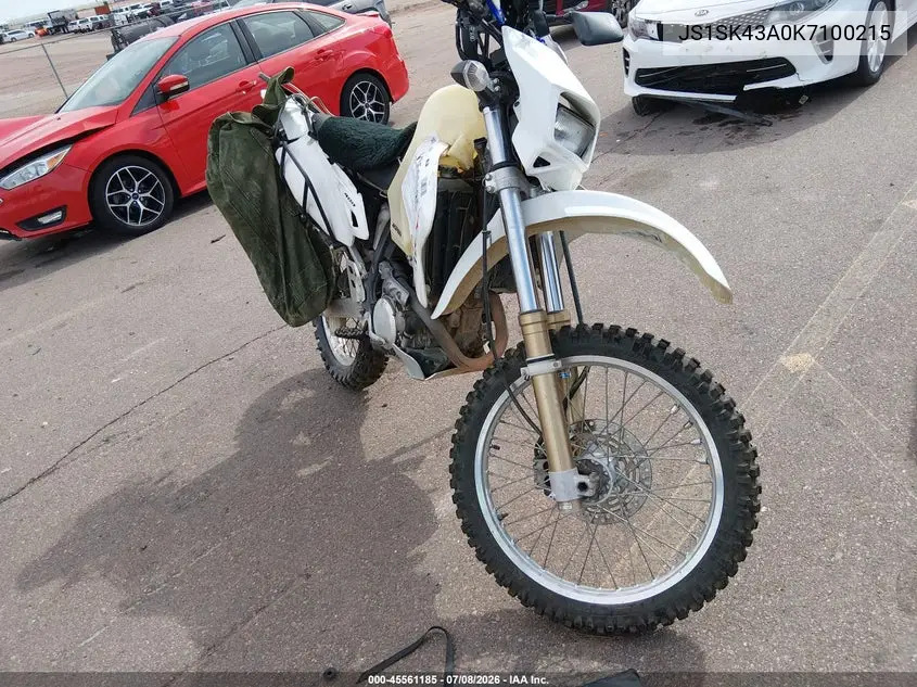 2019 Suzuki Dr-Z400 S VIN: JS1SK43A0K7100215 Lot: 45561185