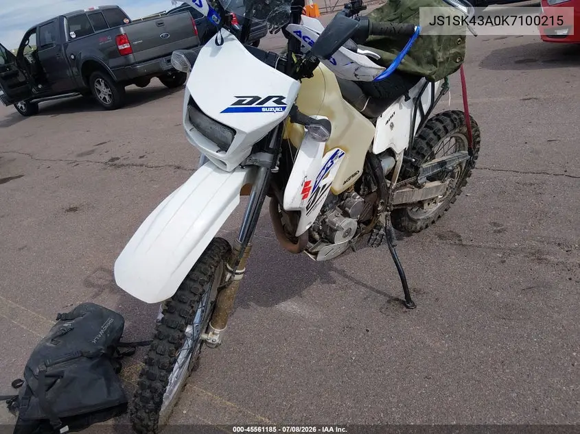 2019 Suzuki Dr-Z400 S VIN: JS1SK43A0K7100215 Lot: 45561185