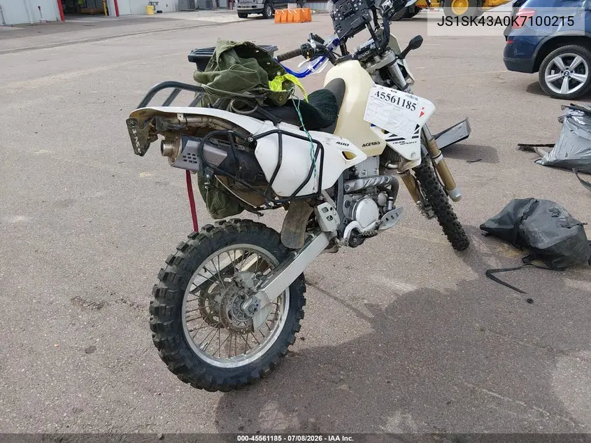 2019 Suzuki Dr-Z400 S VIN: JS1SK43A0K7100215 Lot: 45561185