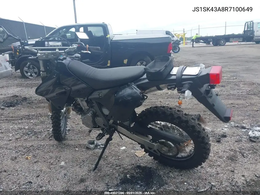 2024 Suzuki Dr-Z400 S VIN: JS1SK43A8R7100649 Lot: 45021286