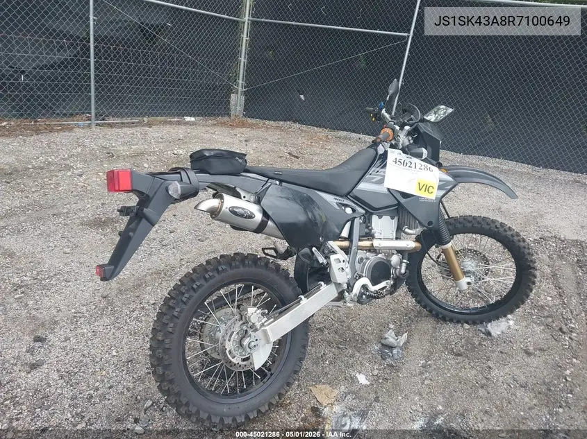 2024 Suzuki Dr-Z400 S VIN: JS1SK43A8R7100649 Lot: 45021286