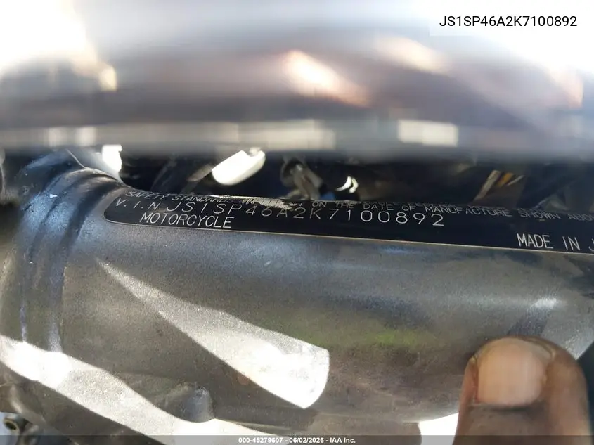 2019 Suzuki Dr650 Se VIN: JS1SP46A2K7100892 Lot: 45279607