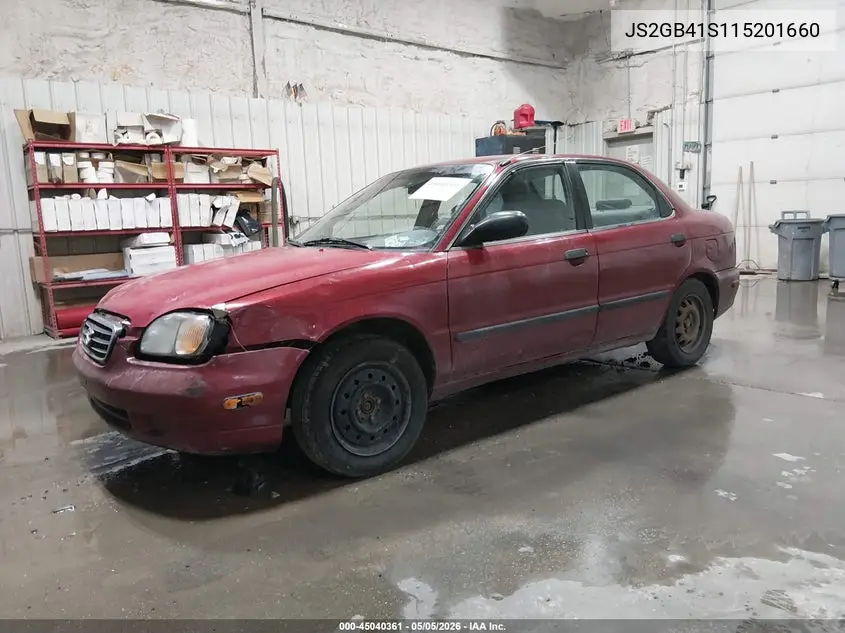 2001 Suzuki Esteem Gl/Glx/Glx+ VIN: JS2GB41S115201660 Lot: 45040361