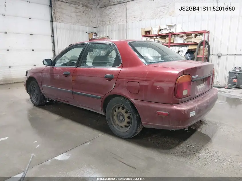 2001 Suzuki Esteem Gl/Glx/Glx+ VIN: JS2GB41S115201660 Lot: 45040361