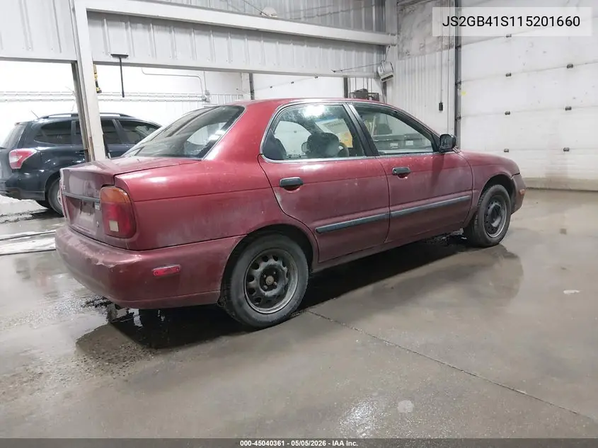 2001 Suzuki Esteem Gl/Glx/Glx+ VIN: JS2GB41S115201660 Lot: 45040361