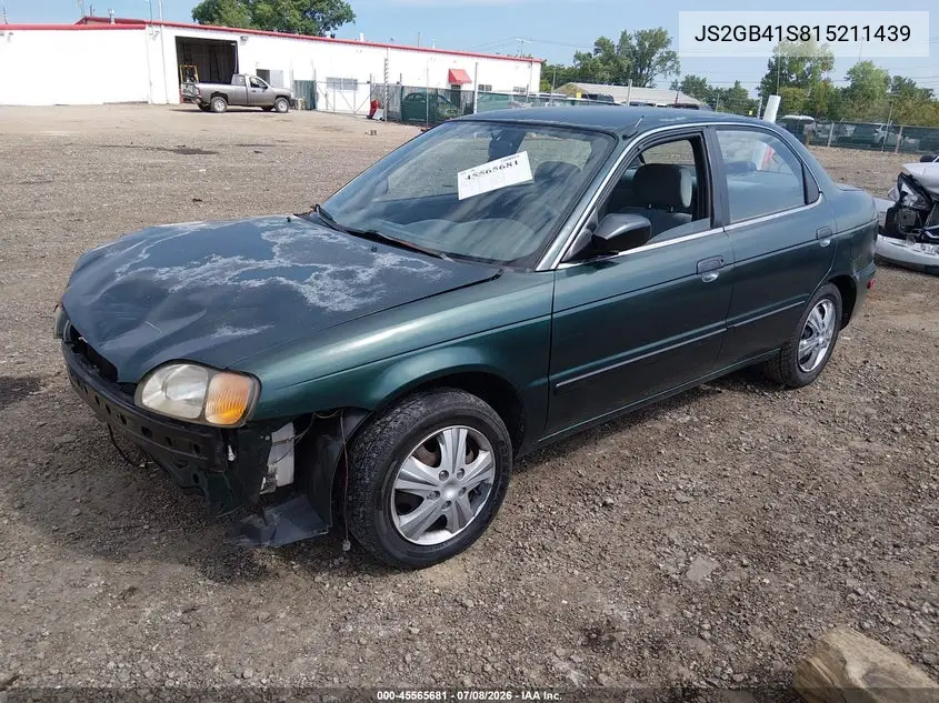 2001 Suzuki Esteem Gl/Glx/Glx+ VIN: JS2GB41S815211439 Lot: 45565681