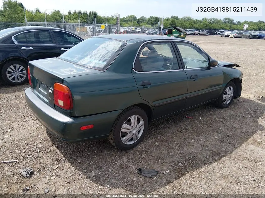 2001 Suzuki Esteem Gl/Glx/Glx+ VIN: JS2GB41S815211439 Lot: 45565681