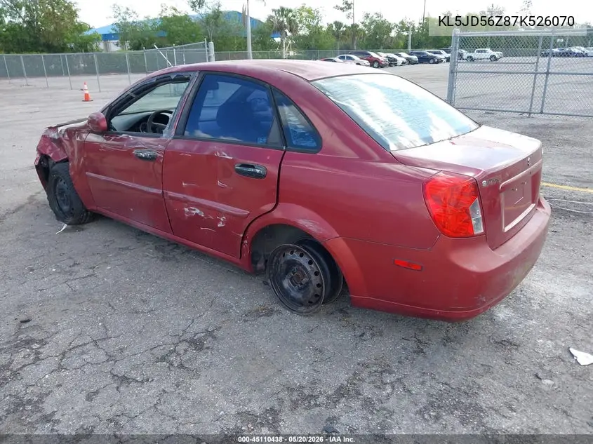 2007 Suzuki Forenza Convenience VIN: KL5JD56Z87K526070 Lot: 45110438