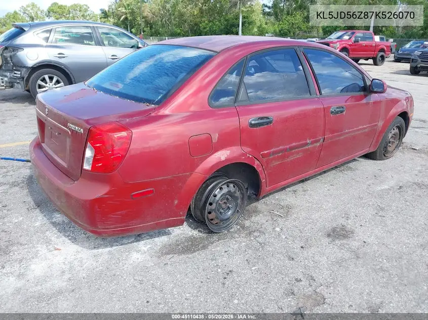 2007 Suzuki Forenza Convenience VIN: KL5JD56Z87K526070 Lot: 45110438