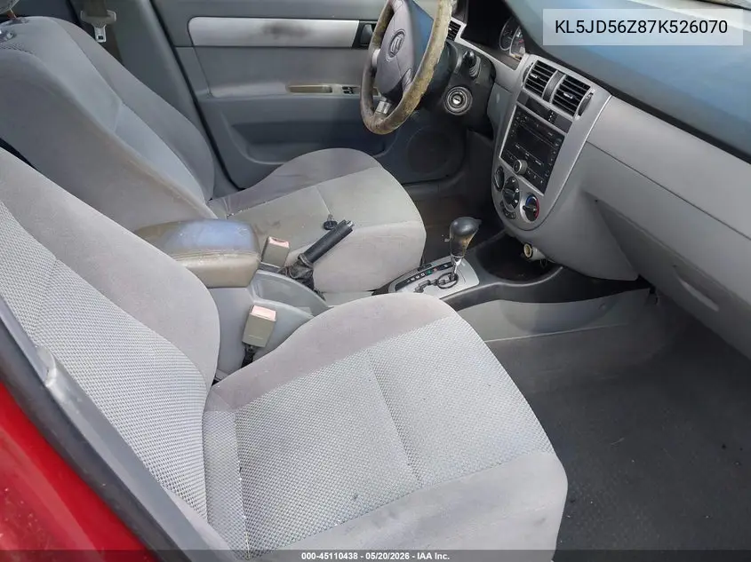 2007 Suzuki Forenza Convenience VIN: KL5JD56Z87K526070 Lot: 45110438