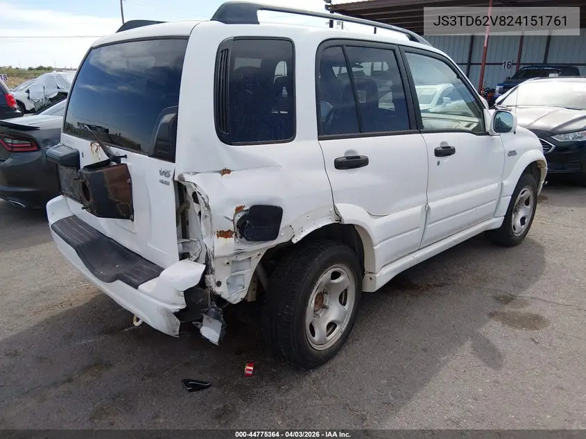 2002 Suzuki Grand Vitara Jlx/Limited VIN: JS3TD62V824151761 Lot: 44775364