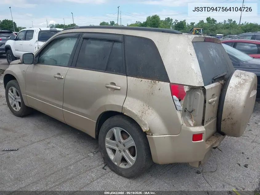 2006 Suzuki Grand Vitara Luxury VIN: JS3TD947564104726 Lot: 45422468