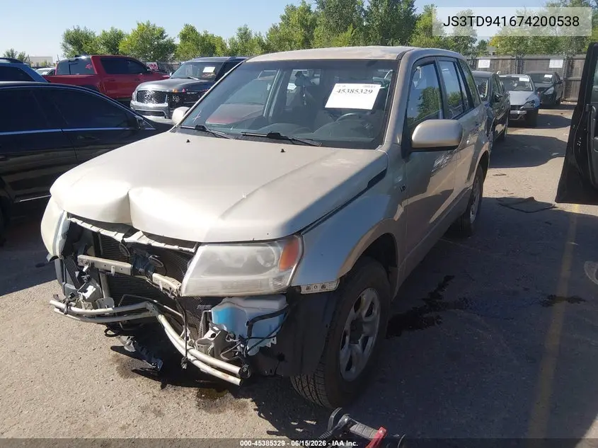 2007 Suzuki Grand Vitara VIN: JS3TD941674200538 Lot: 45385329