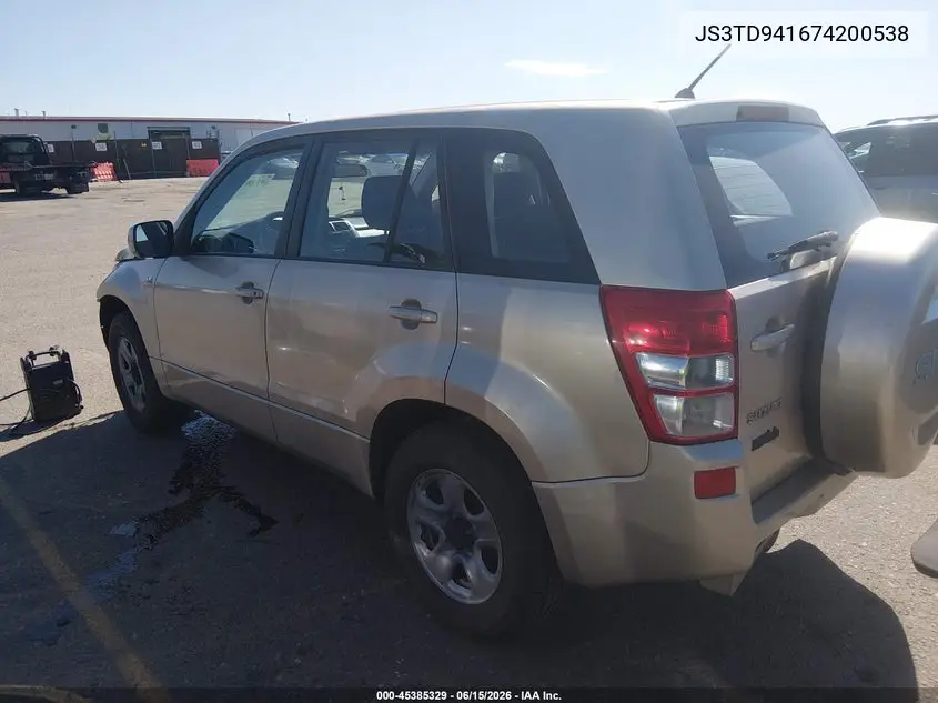 2007 Suzuki Grand Vitara VIN: JS3TD941674200538 Lot: 45385329