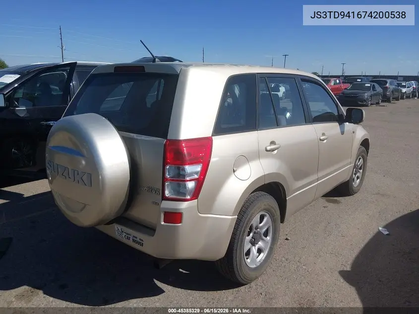 2007 Suzuki Grand Vitara VIN: JS3TD941674200538 Lot: 45385329