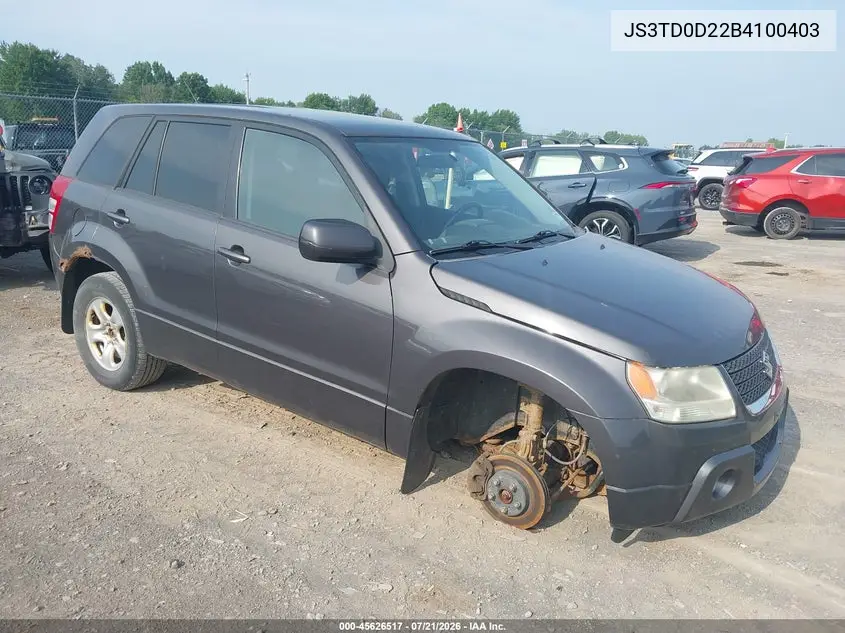 2011 Suzuki Grand Vitara Premium/Premium W/Alloy Wheels VIN: JS3TD0D22B4100403 Lot: 45626517