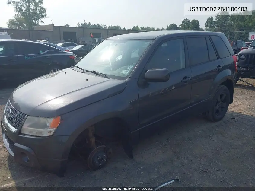 2011 Suzuki Grand Vitara Premium/Premium W/Alloy Wheels VIN: JS3TD0D22B4100403 Lot: 45626517