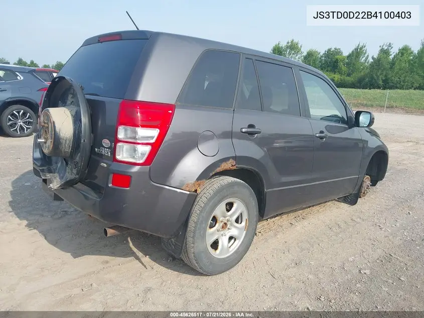 2011 Suzuki Grand Vitara Premium/Premium W/Alloy Wheels VIN: JS3TD0D22B4100403 Lot: 45626517