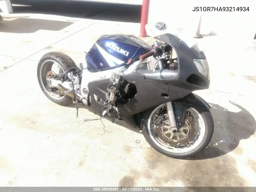2003 Suzuki Gsx-R750 VIN: JS1GR7HA93214934 Lot: 38938897