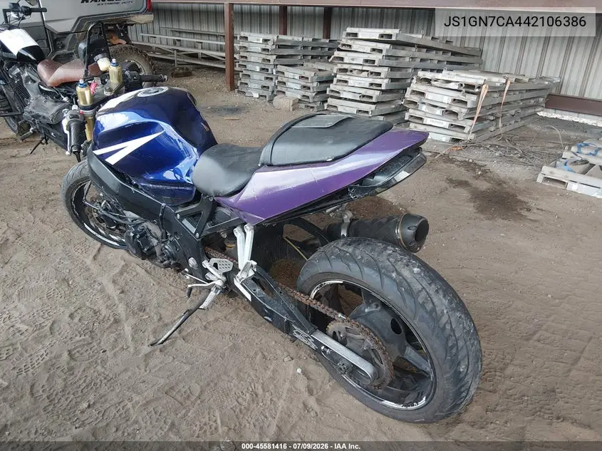 2004 Suzuki Gsx-R600 K VIN: JS1GN7CA442106386 Lot: 45581416