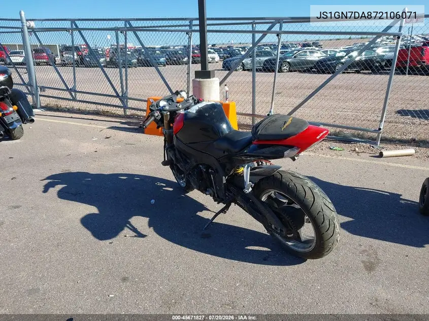 2007 Suzuki Gsx-R600 VIN: JS1GN7DA872106071 Lot: 45671827