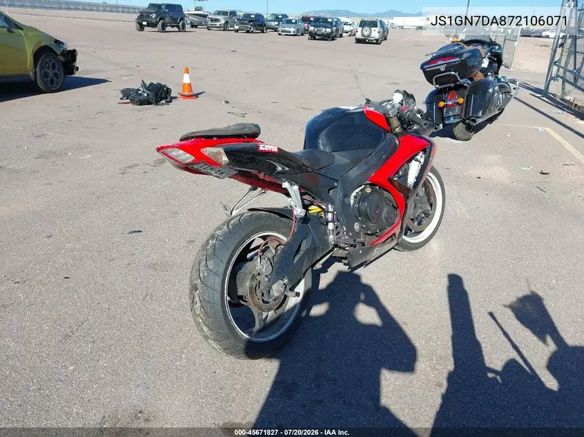 2007 Suzuki Gsx-R600 VIN: JS1GN7DA872106071 Lot: 45671827