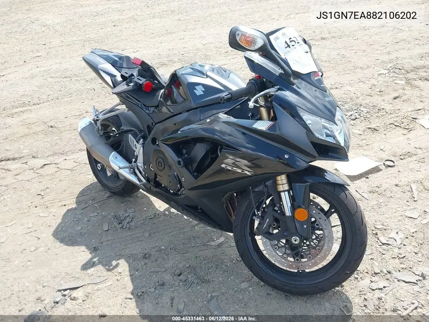 2008 Suzuki Gsx-R600 VIN: JS1GN7EA882106202 Lot: 45331463