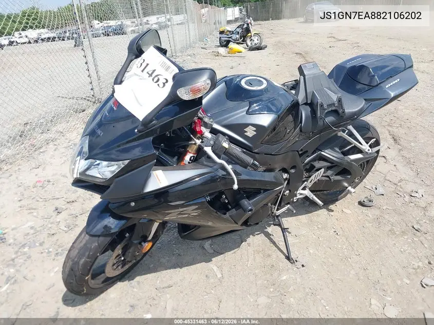 2008 Suzuki Gsx-R600 VIN: JS1GN7EA882106202 Lot: 45331463