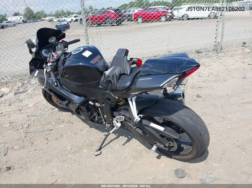 2008 Suzuki Gsx-R600 VIN: JS1GN7EA882106202 Lot: 45331463