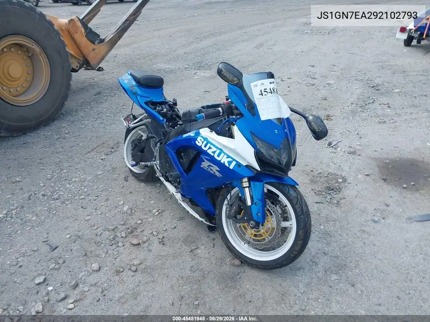 2009 Suzuki Gsx-R600 VIN: JS1GN7EA292102793 Lot: 45481948