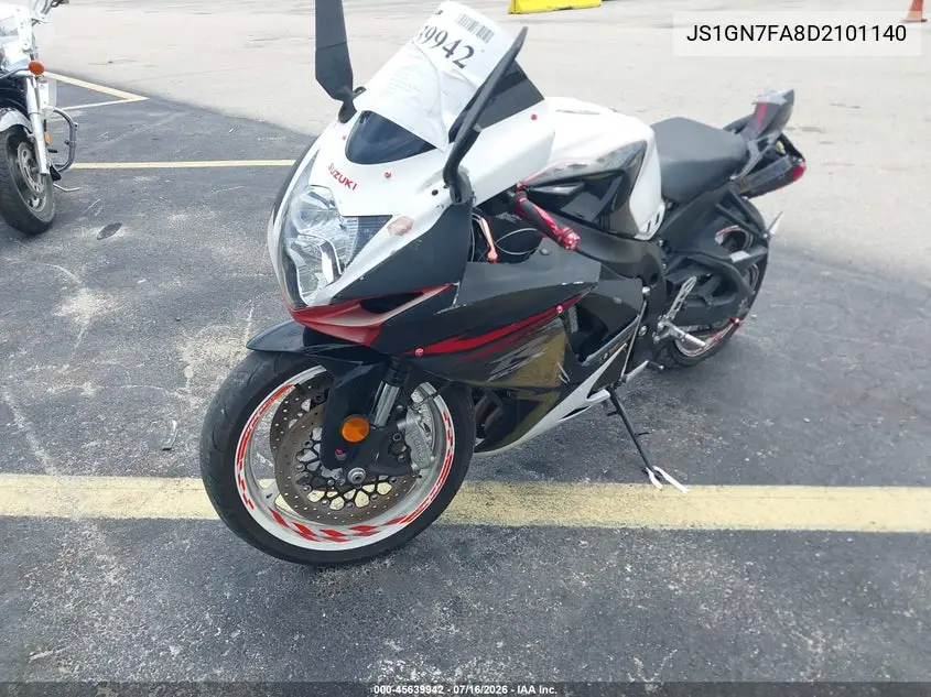 2013 Suzuki Gsx-R600 VIN: JS1GN7FA8D2101140 Lot: 45639942
