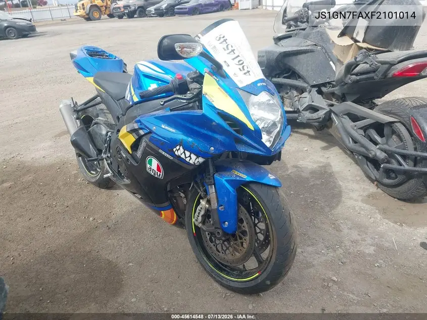 2015 Suzuki Gsx-R600 VIN: JS1GN7FAXF2101014 Lot: 45614548