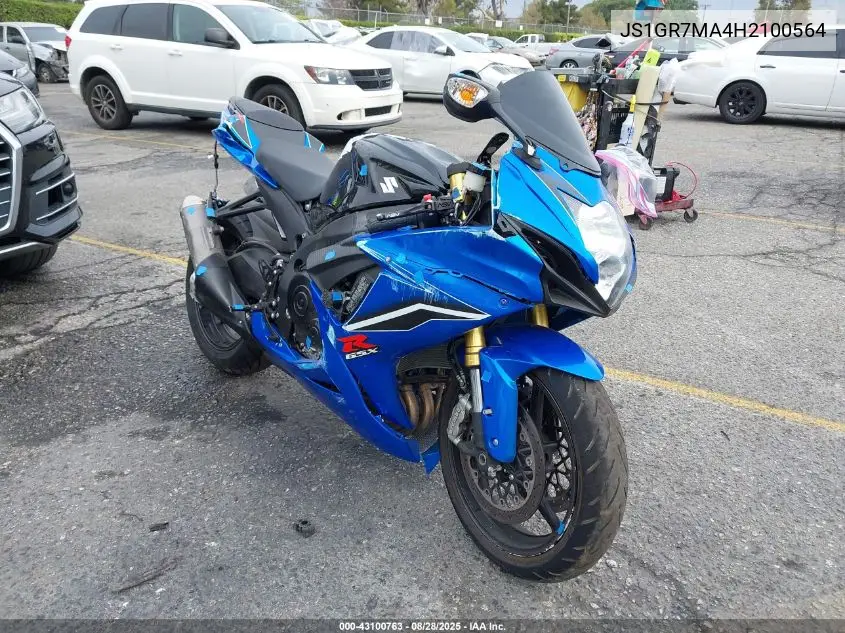 2017 Suzuki Gsx-R750 VIN: JS1GR7MA4H2100564 Lot: 43100763