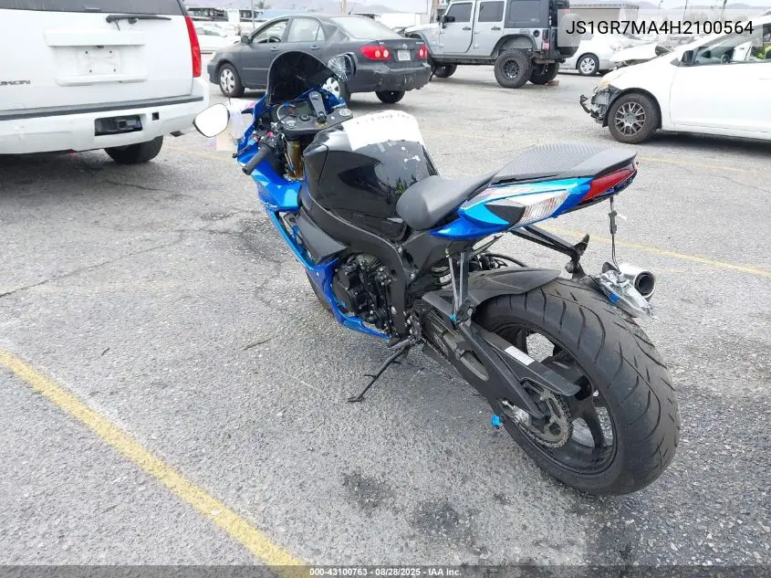 2017 Suzuki Gsx-R750 VIN: JS1GR7MA4H2100564 Lot: 43100763