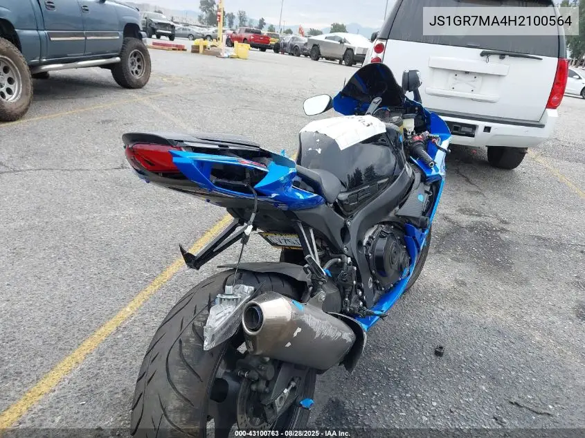 2017 Suzuki Gsx-R750 VIN: JS1GR7MA4H2100564 Lot: 43100763