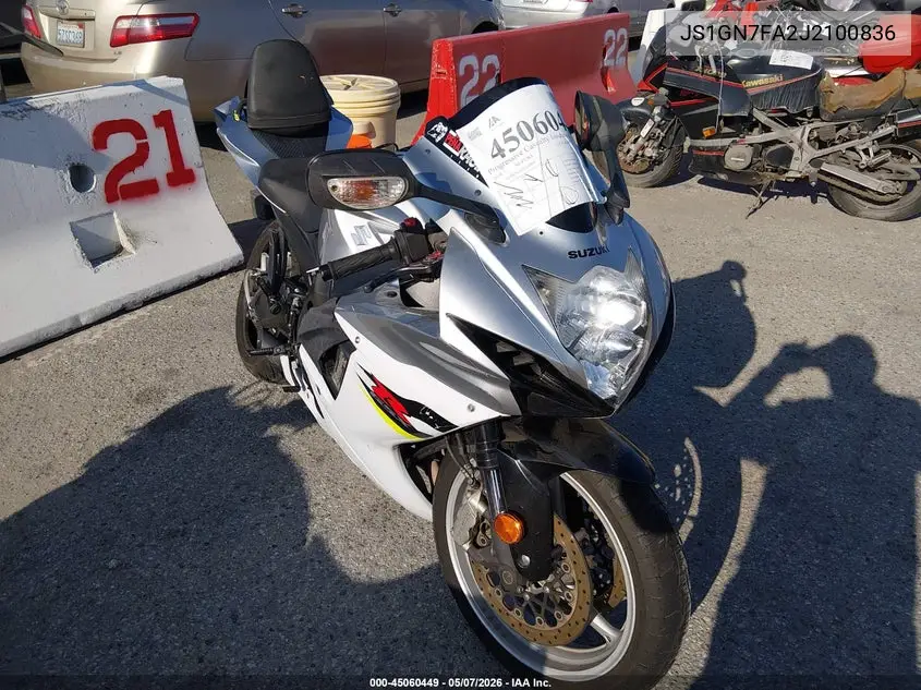 2018 Suzuki Gsx-R600 VIN: JS1GN7FA2J2100836 Lot: 45060449