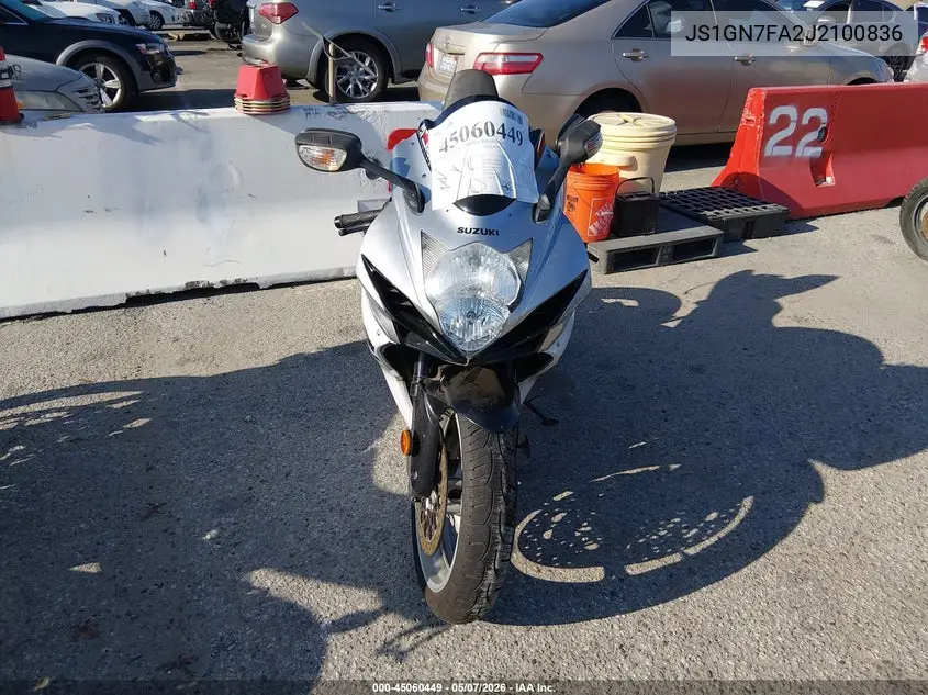 2018 Suzuki Gsx-R600 VIN: JS1GN7FA2J2100836 Lot: 45060449