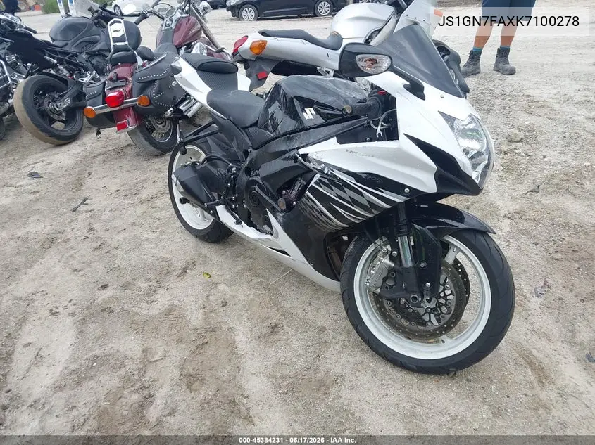 2019 Suzuki Gsx-R600 VIN: JS1GN7FAXK7100278 Lot: 45384231